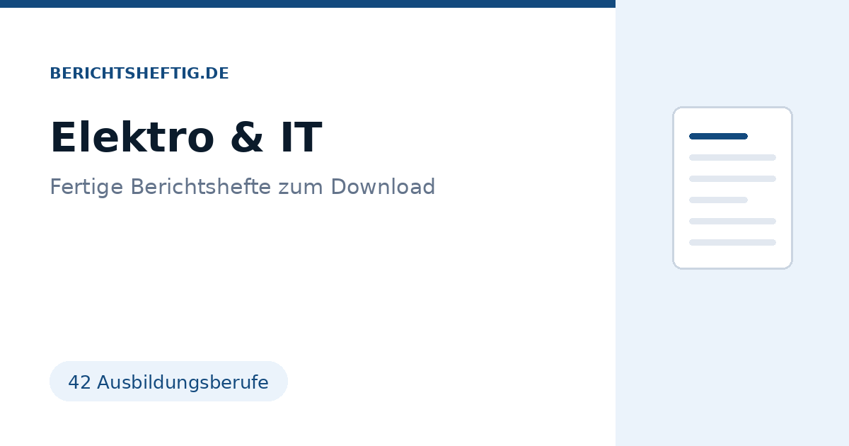 Fertiges Berichtsheft für Elektro- und IT-Berufe