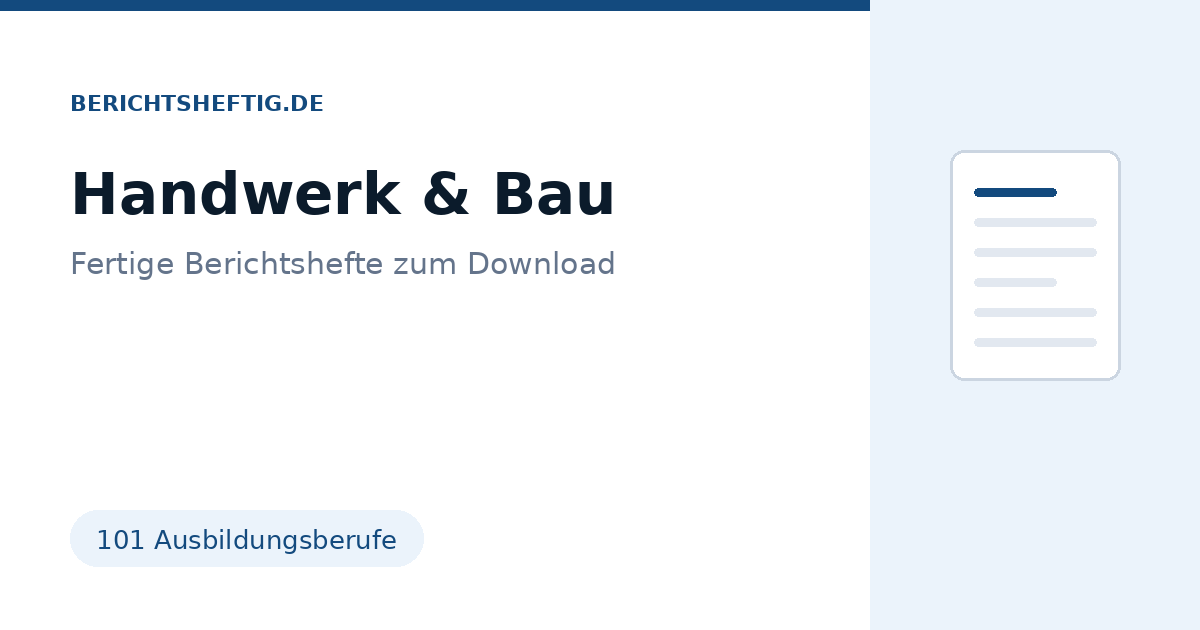 Fertiges Berichtsheft für Handwerk und Bau