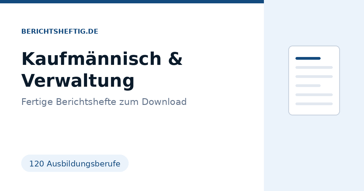 Fertiges Berichtsheft für kaufmännische Ausbildungsberufe