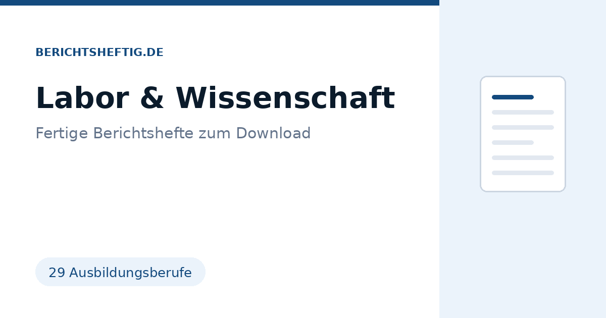 Fertiges Berichtsheft für Laborberufe