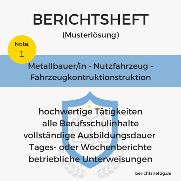 Berichtsheft Metallbauer – Nutzfahrzeug – Fahrzeugkontruktionstruktion als Word-Download