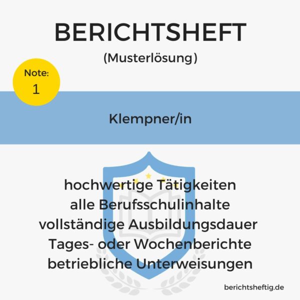 Berichtsheft Klempner als Word-Download