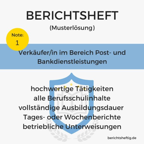 Berichtsheft Verkäufer im Bereich Post- und Bankdienstleistungen als Word-Download