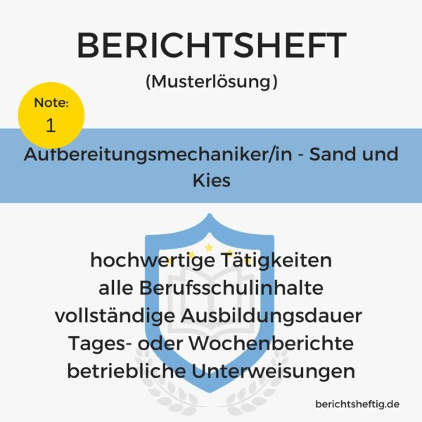 Berichtsheft Aufbereitungsmechaniker – Sand und Kies als Word-Download