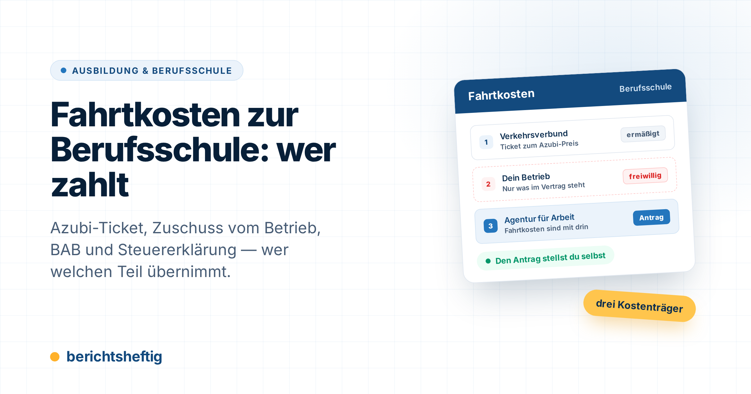 Azubi-Ticket und Fahrtkosten zur Berufsschule: Wer zahlt was