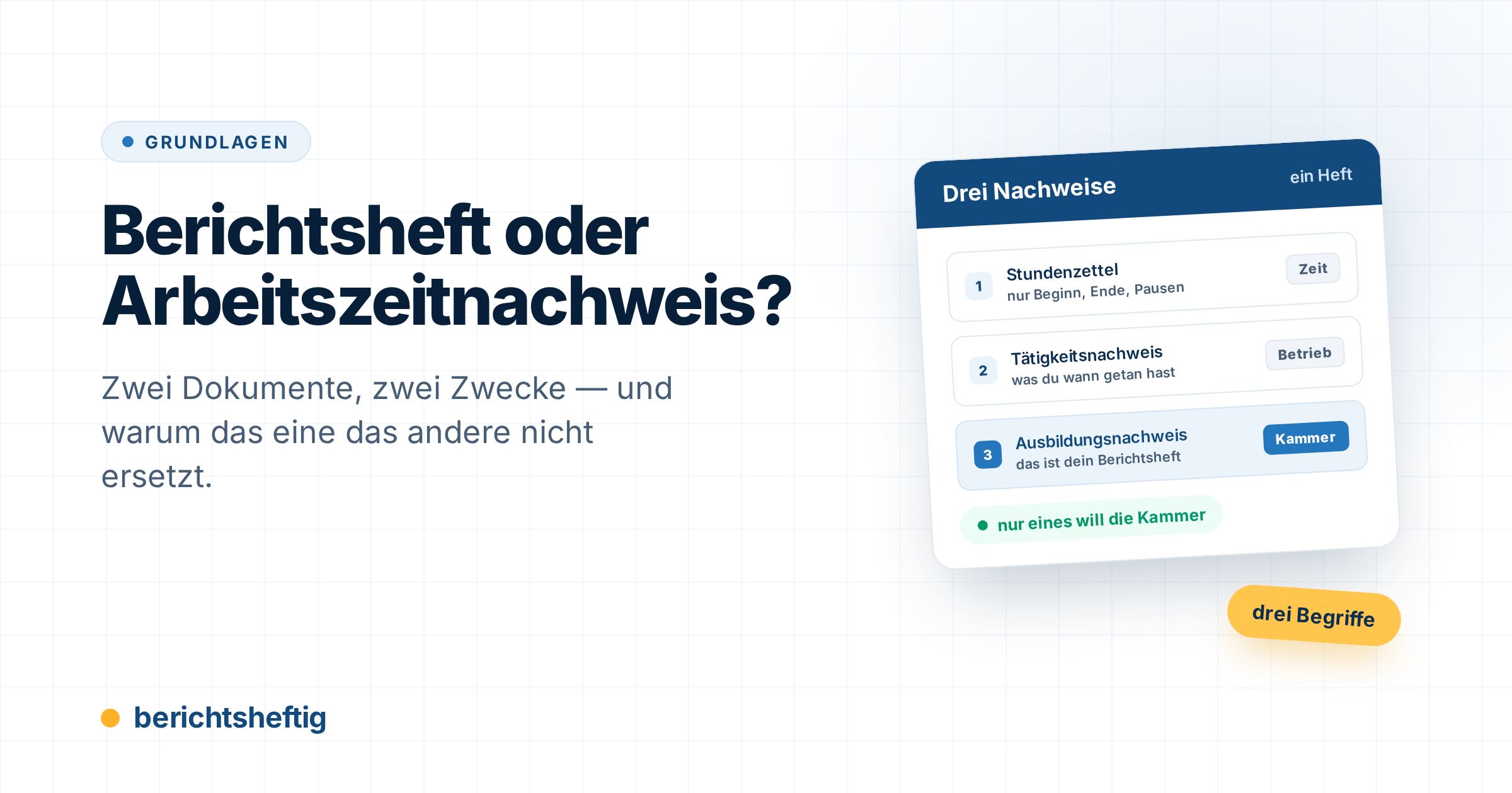 Berichtsheft und Arbeitszeitnachweis im Vergleich