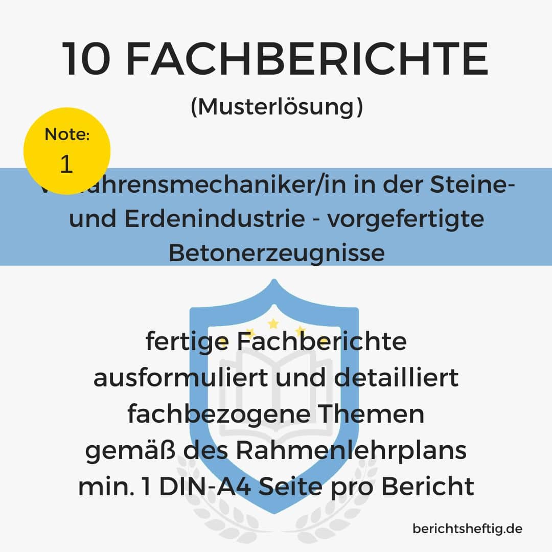 fachberichte 725 verfahrensmechaniker steine erdenindustrie vorgefertigte betonerzeugnisse